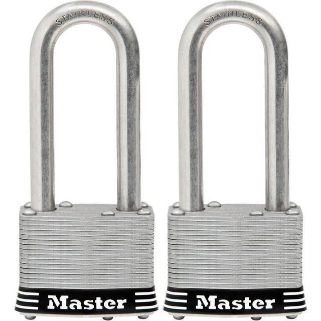 Master Lock 5SSTLJ Stainless Steel Outdoor Padlock with Key  2 Pack Keyed-Alike  Silver