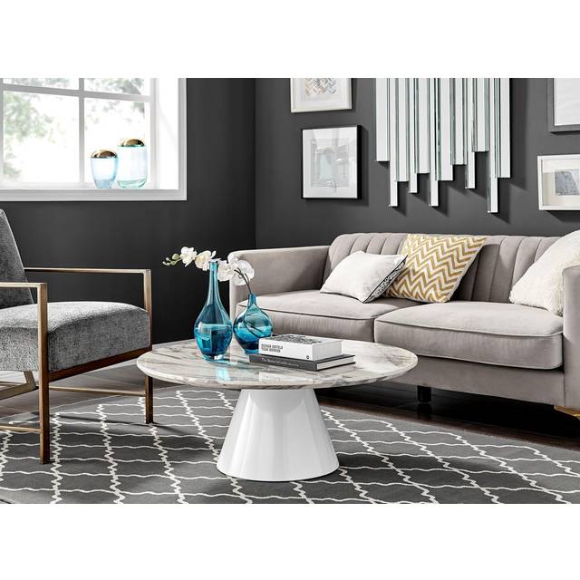 Palma White Marble Effect Coffee Table - White Marble Effect