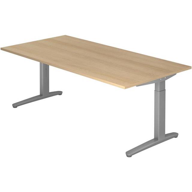 height adjustable 650 – 850 mm, width 2000 mm, height adjustable 650 - 850 mm, width 2000 mm, aluminium silver / oak