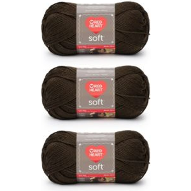 Red Heart Soft Chocolate Yarn - 3 Pack of 141g/5oz - Acrylic - 4 Medium (Worsted) - 256 Yards - Knitting/Crochet