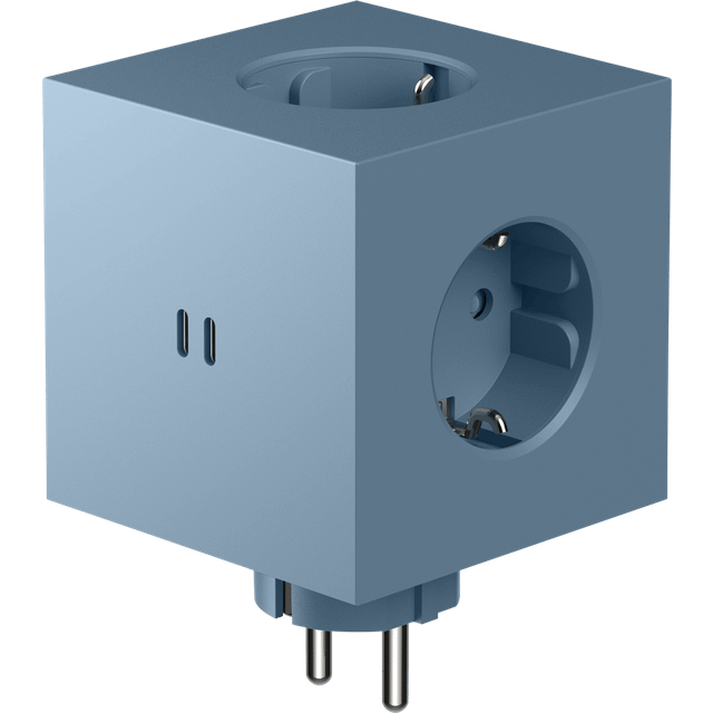 Square 2 Socket Extender With USB-C / Magnet, Shark Blue