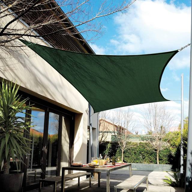 Coolhaven Shade Sail, 95% UV Block Shade and Sun Shield, 12' Square, Heritage Green