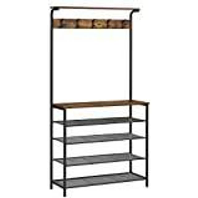 Vasagle Hallway Coat Rack Bench 4 Shoe Shelves Rustic Brown/Black