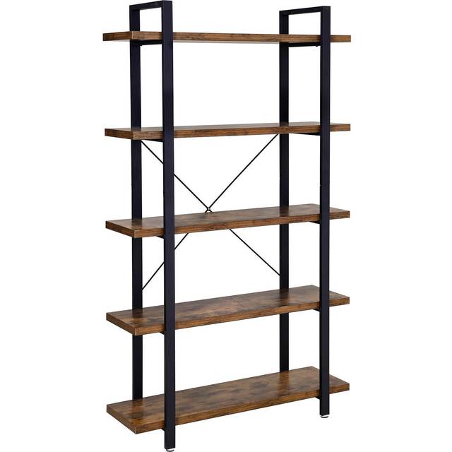 5-Layer Stable Bookcase, Rustic Brown + Black
