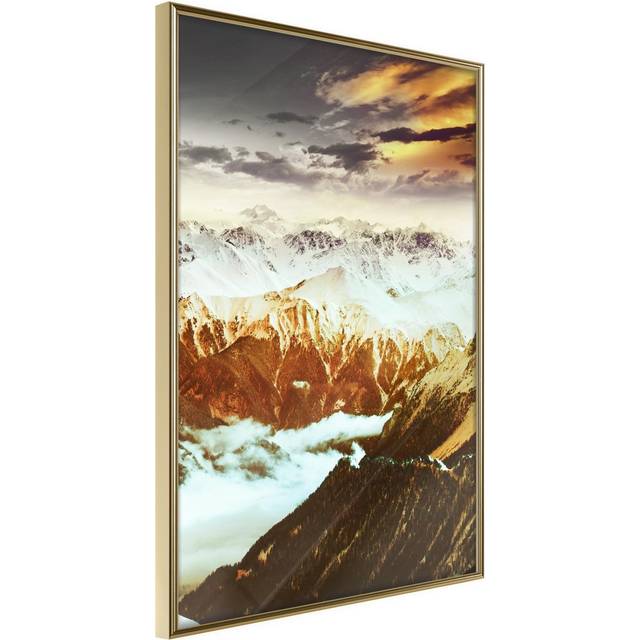 Inramad Poster / Tavla - Mountain Land - 40x60 Guld ram