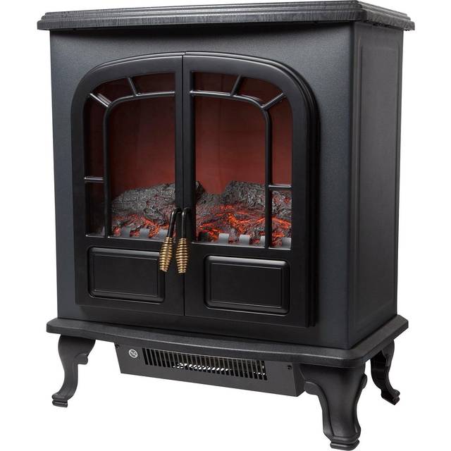 2KW Wingham Electric Double Door Fire Stove Black