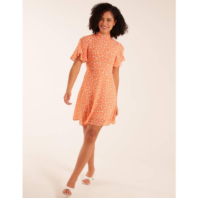 Blue Vanilla Womens SAFA - Fit & Flare Mini Dress - Coral - Size 8 UK