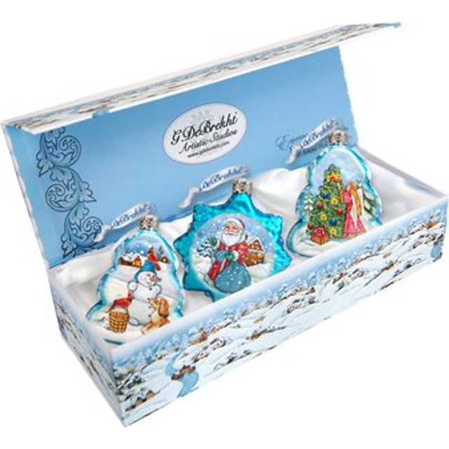 Christmas Set of 3 Glass Ornament, Gift Box Sets, Christmas Decor - 770127S3 Art by G.DeBrekht - Designocracy