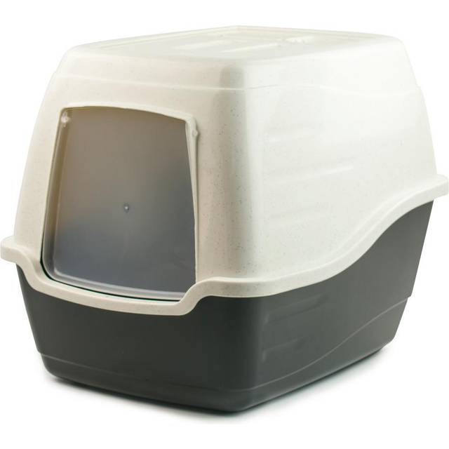 (Black - Litter Box With Scoop) KCT Large Enclosed Hooded Cat Litter Tray/Pet Loo