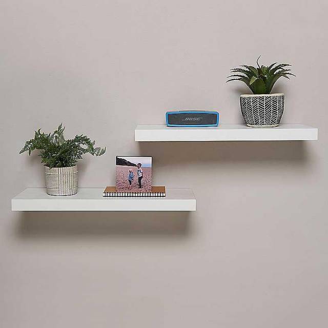 Set of 2 Floating Shelves, 40cm - White