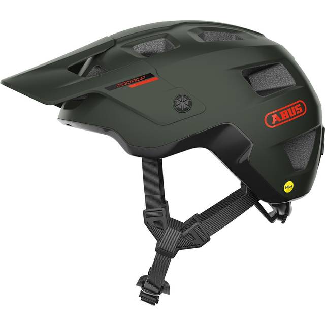 ABUS MTB-hjälm MoDrop MIPS – robust cykelhjälm med stötskydd för mountainbikare – individuell passform – unisex – mörkgrön, storlek S, grön (tallgrön), S (51–55 cm)