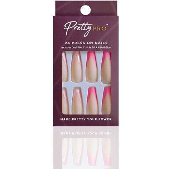 Pretty Pro Reusable Press On False Nails - Great Minds Pink Alike (24p