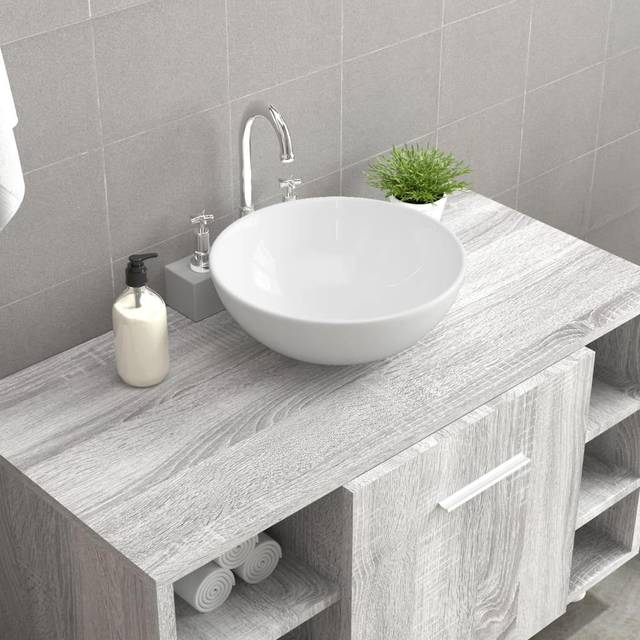 vidaXL Sink Ceramic Round Diam. 280 mm(not for individual sales / blocked all in blockcades) - White