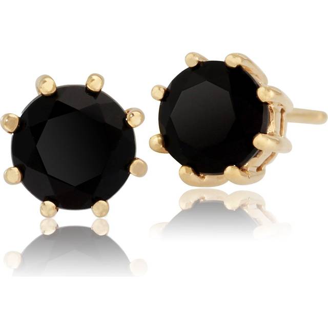 Classic Round Single Black Onyx Stud Earrings in 9ct Yellow Gold