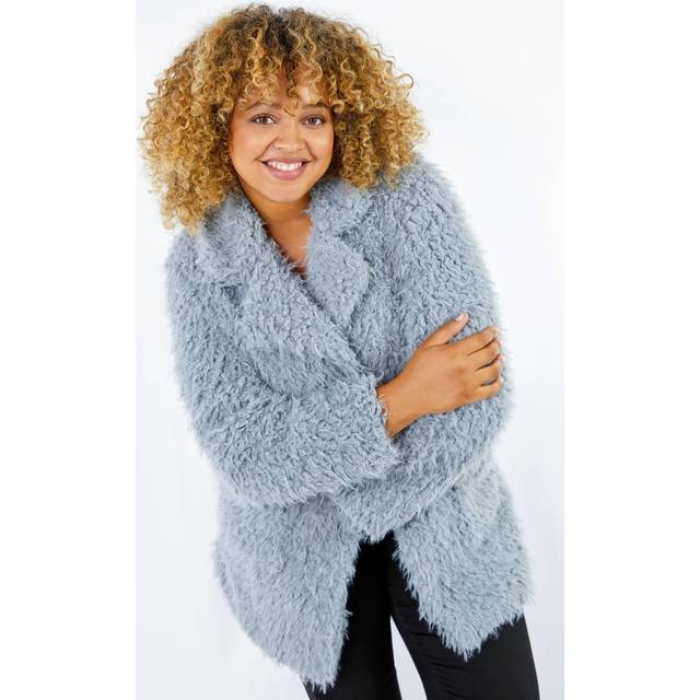 Fluffy Textured Coat - Grey - 26-28