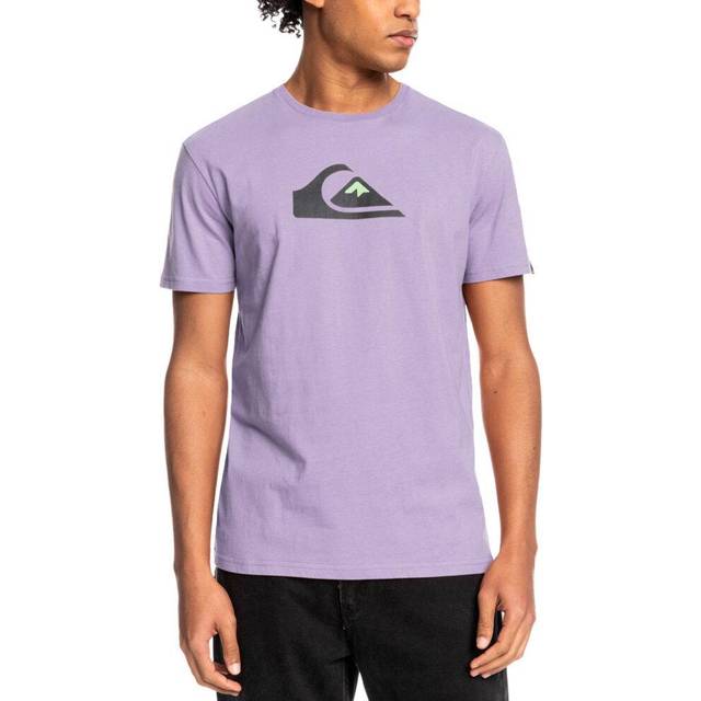 (L) Quiksilver Cotton SS T-Shirt ~ Comp Logo lilac