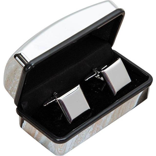 Pair of plain square cufflinks engravable box suit accessory gift harvey makin