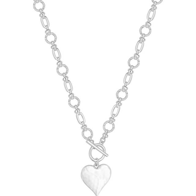 MOOD Mood Silver Molten Heart Ball Chain Long Pendant Necklace