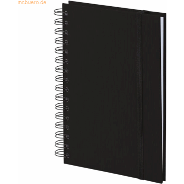 A5 Wiro Bound Notebook with Plain Paper/Elasticated Closure - Black