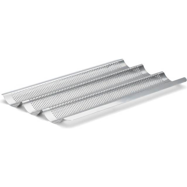 De Buyer Perforated Baguette Baking Tray Stainless Steel 245x400mm (3 Pack)