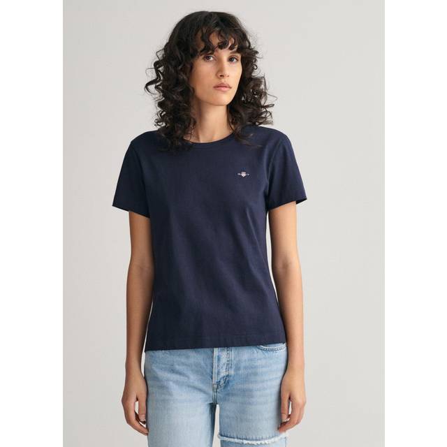 GANT Reg Shield Ss T-shirt för kvinnor, Kvällsblå, XS