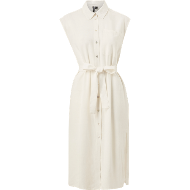 VERO MODA Dam Vmmymilo Sl Calf Shirt Dress WVN Ga klänning, Snövit, XS