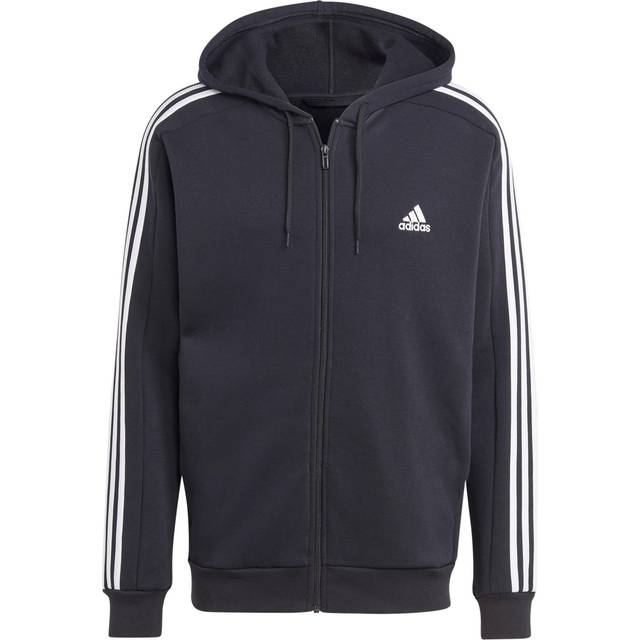 adidas 3-Stripes Fleece Full Zip Hoodie Black - adidas - Size: S34/37