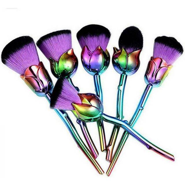 (Purple) Aquarius Rose Makeup Brushes Set w/ Glossy Handles