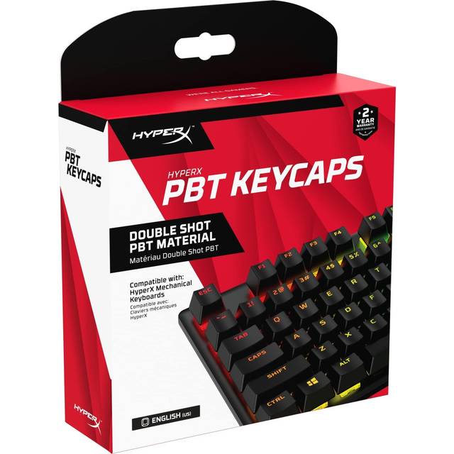HyperX PBT Keycaps – komplett knappsats, Double Shot PBT-material, engelsk (US) layout, 104, Blac