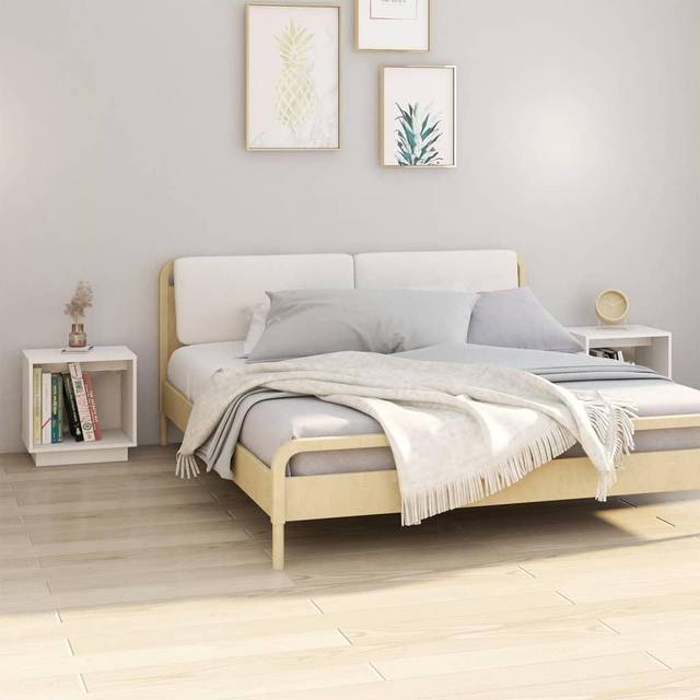 vidaXL Bedside Cabinets 2 pcs White 40x30x40 cm Solid Wood Pine