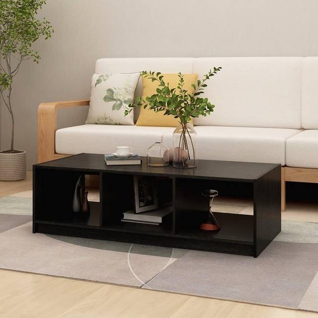 vidaXL Soffbord svart 110x50x34 cm massiv furu