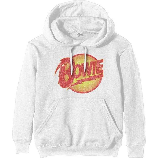 (S, White) David Bowie Unisex Adult Diamond Dogs Vintage Logo Hoodie
