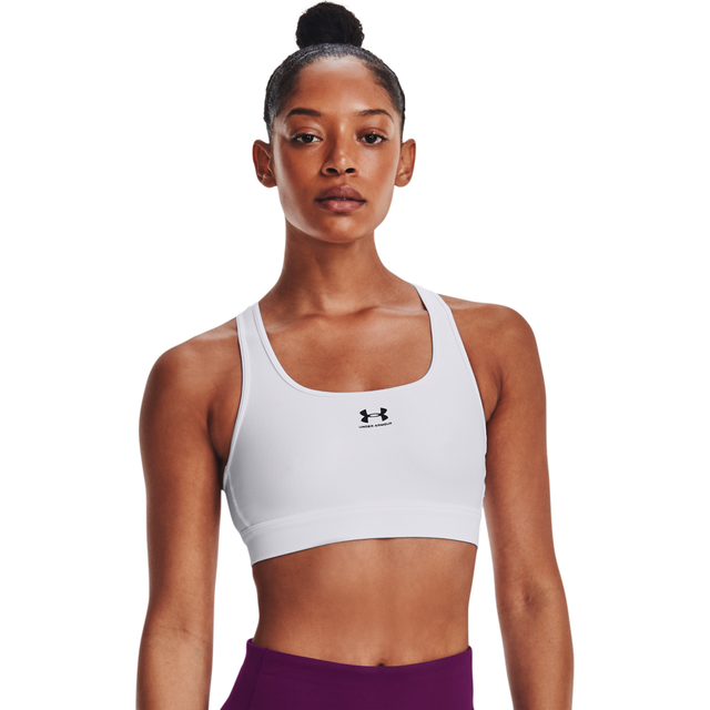 HeatGear® Mid Women's Padless Sports Bra White / White / Black XL