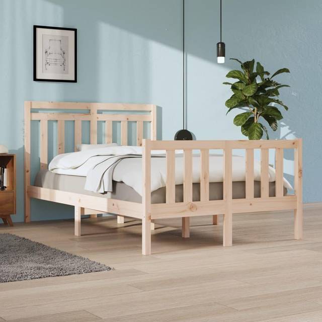 vidaXL Bed Frame without Mattress 120x190 cm Small Double Solid Wood - Brown