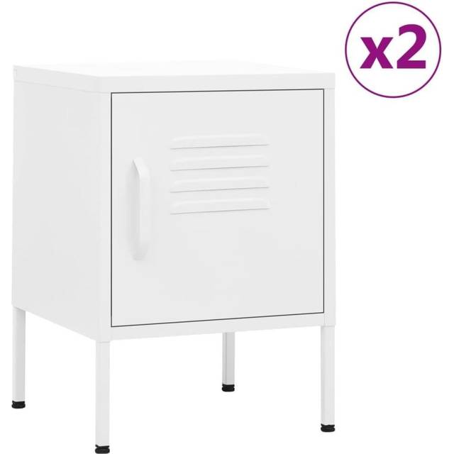 vidaXL natborde 2 stk. 35x35x51 cm stål hvid