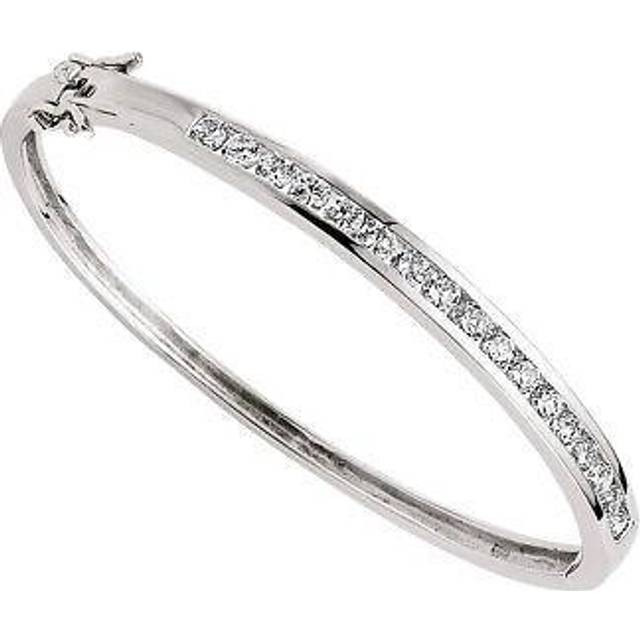Jewelco London Ladies Sterling Silver Cubic Zirconia Eternity Bangle Bracelet 5mm - GVG071