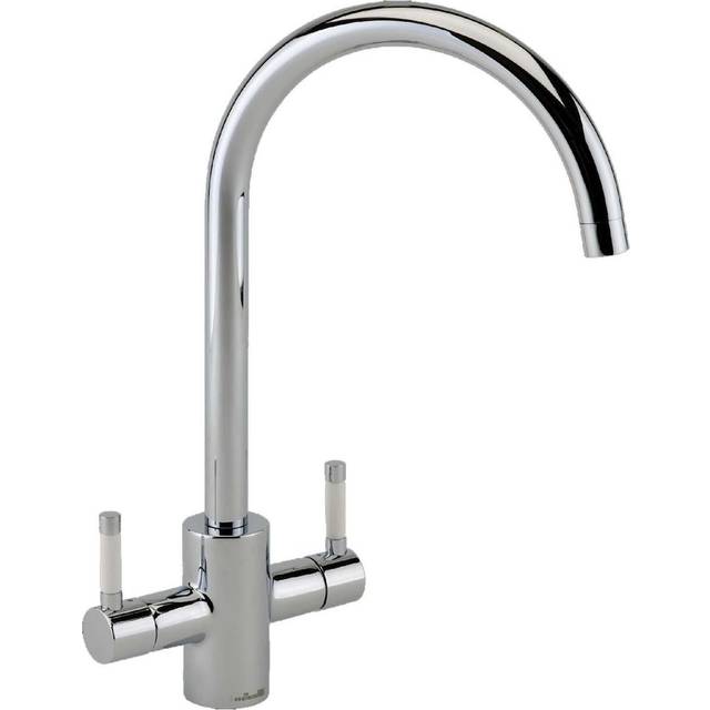 Reginox Genesis WH Polished Chrome Dual Lever Kitchen Tap - Silver - 40.4 x 5.5 x 21.3cm