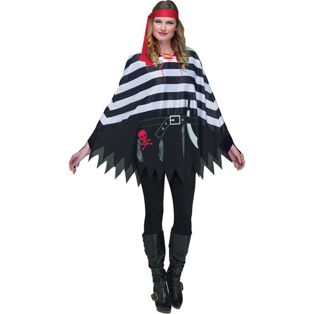Pirate Poncho Scoundrel Costume - Black&#47;Red&#47;White (One-Size)