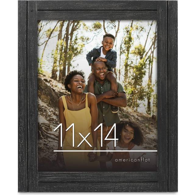 Americanflat 11x14 Picture Frame with Polished  Crystal Clear Glass - Hampton Collection - Distressed Wood Gallery Picture Frames for Wall Display - C