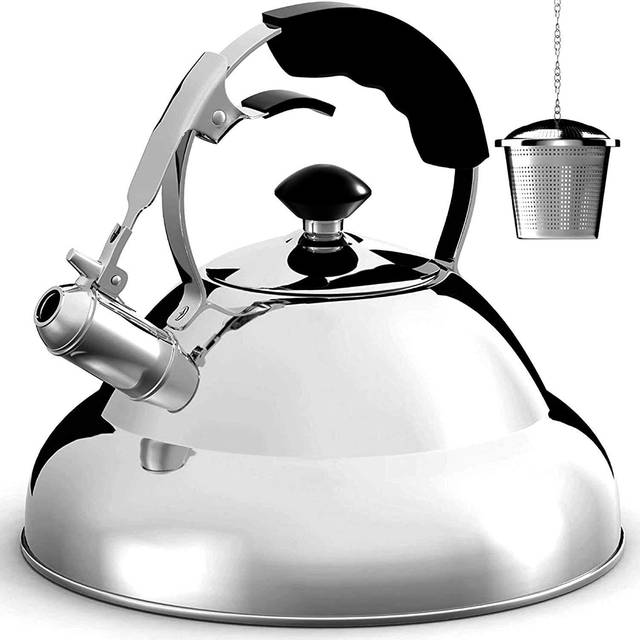 Demo - whistling kettle & tea strainer 3l stainless steel heavy duty
