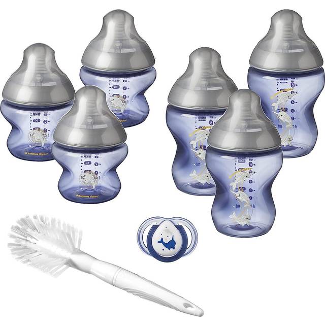 Advanced Anti-Colic Baby Bottle Starter Kit, Slow and Medium-Flow Breast-Like Teats for a Natural Latch, Triple-Vented Anti-Colic Wand, Blue