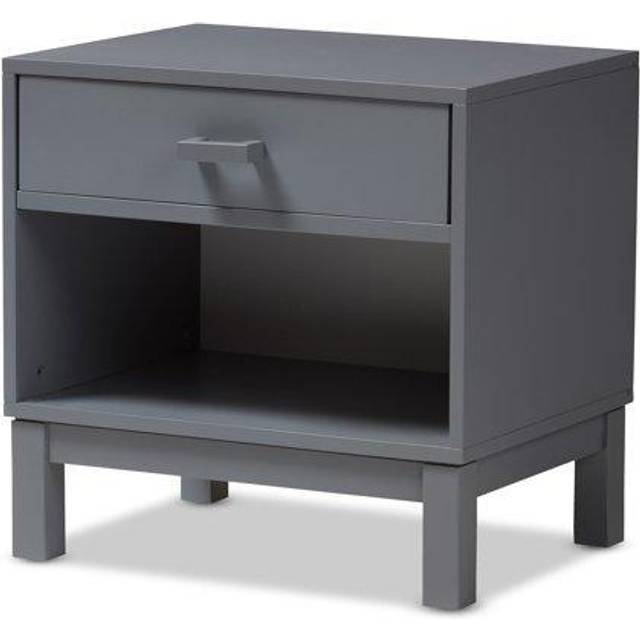 Baxton Studio Deirdre Modern and Contemporary Grey Wood 1-Drawer Nightstand