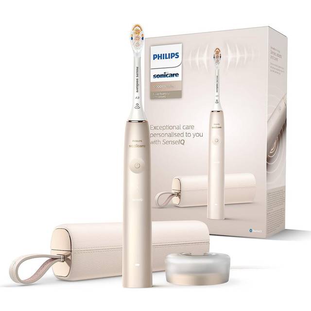 Philips Sonicare Electric Toothbrush Prestige 9900 Champagne with USB Charging Case & SenseIQ HX9992/11