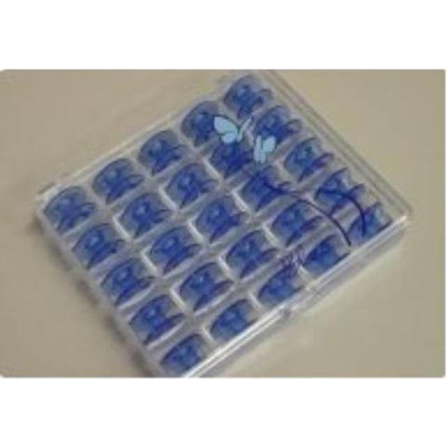 Janome Blue Sewing Machine Bobbins with Storage Case 25 Count