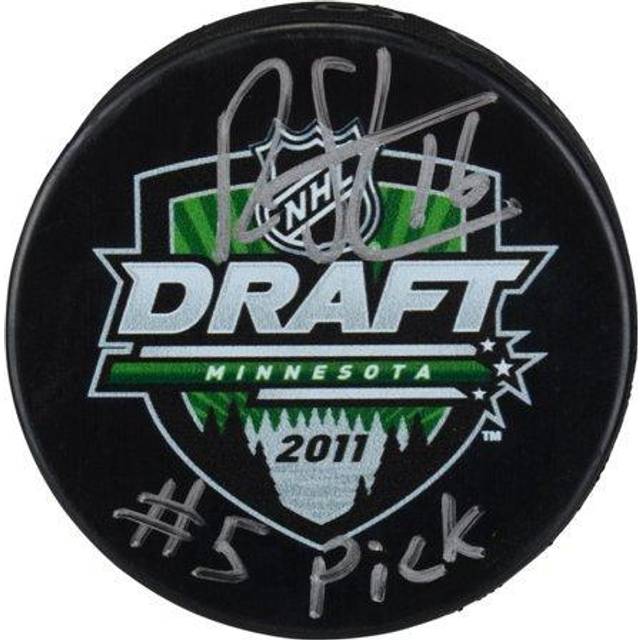 Ryan Strome Anaheim Ducks Autographed 2011 NHL Draft Logo Hockey Puck with "#5 Pick" Inscription