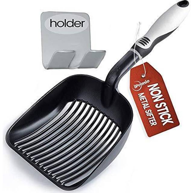 iPrimio Cat Litter Scoop Metal with Deep Shovel - (Black) - Non Stick