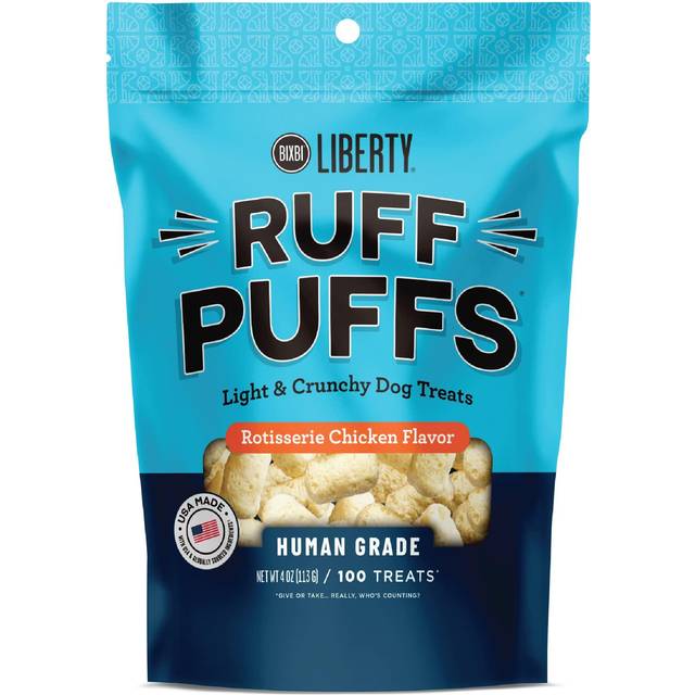 Bixbi Liberty Ruff Puffs Dog Treats Light & Crunchy Rotisserie Chicken 4 oz
