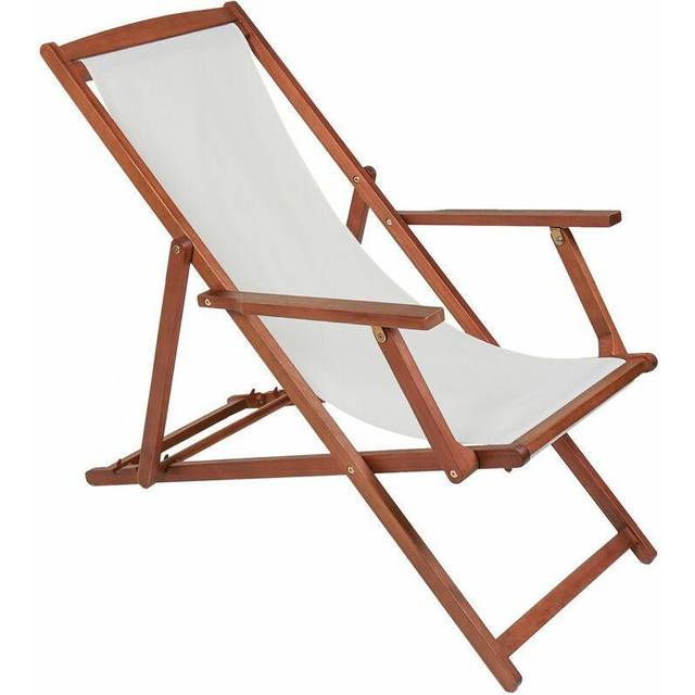 Charles Bentley Wooden Eucalyptus Folding Deck Chair - Cream, Cream
