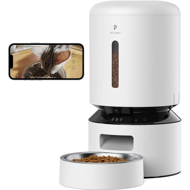 PETLIBRO Automatisk kattmatare med kamera, 1080P HD-video med mörkerseende, 5G WiFi husdjursmatare med 2-vägsljud, låg mat- och blockeringssensor, rörelse- och ljudvarningar för husdjur