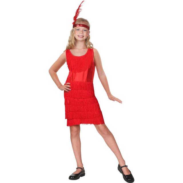 Kids Red Fringe Flapper Costume (S)